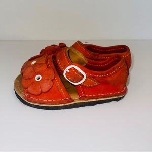 orange flower leather bear feet sandals 5